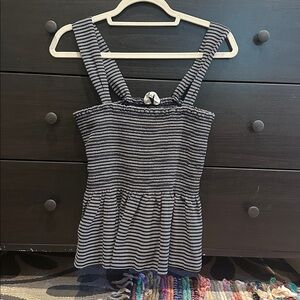 Madewell Peplum Striped Navy and White Top